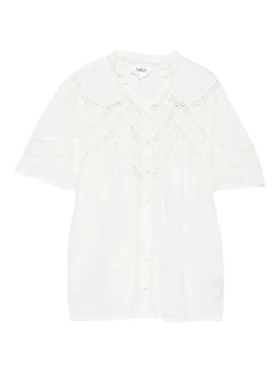 Ba&sh Baria Lace-trimmed Puff-sleeve Top In White