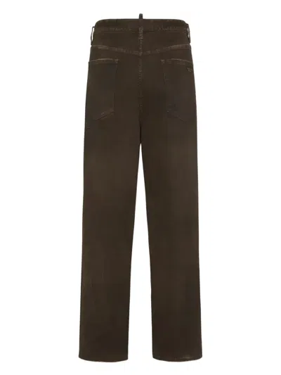 Dsquared2 Bull Leatherette Wash Loose Jeans In Brown