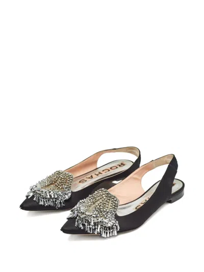 Pre-owned Rochas Vintage Beaded Slingback Ballet Flats