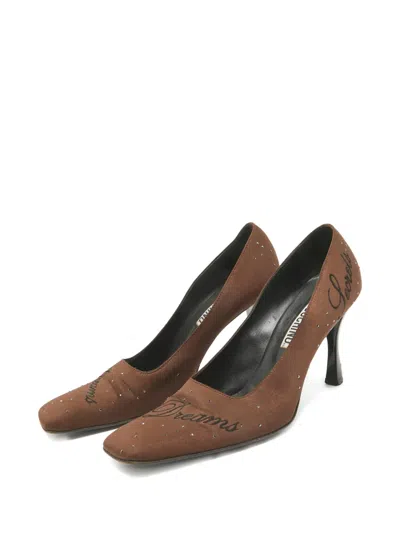 Pre-owned Moschino 90mm Rhinestone-embellished Square-toe Pumps