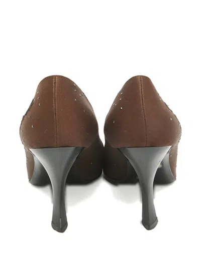 Pre-owned Moschino 90mm Rhinestone-embellished Square-toe Pumps