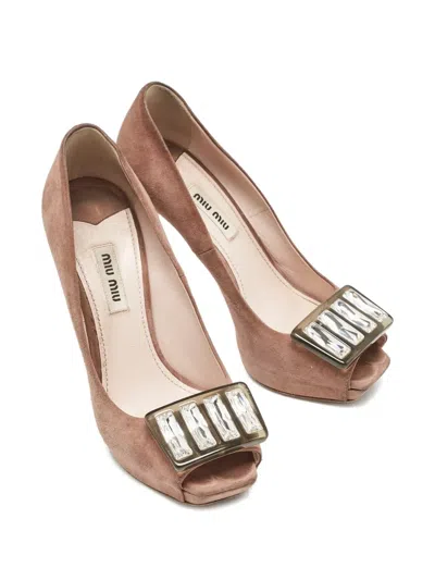 Pre-owned Miu Miu 115mm Crystal-embellished Pumps