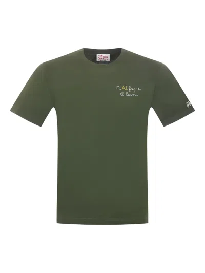 Mc2 Saint Barth Portofino Embroidered Crew-neck T-shirt In Green