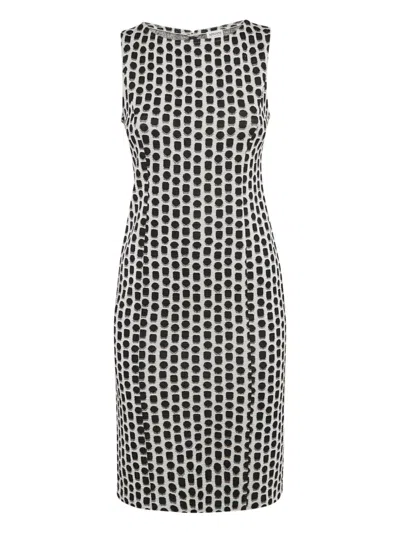 Pre-owned Armani Vintage Geometric-pattern Sleeveless Dress In White