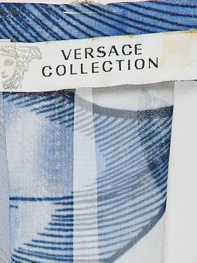 Pre-owned Versace Barocco-print Lace-up Blouse