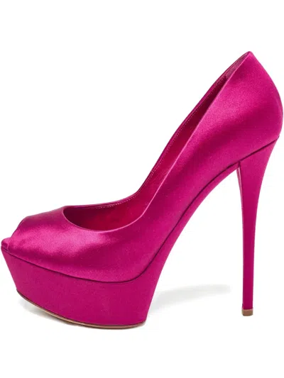 Pre-owned Casadei Vintage 135mm Platform Peeptoe Pumps In Pink