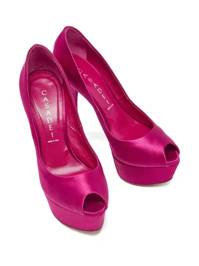 Pre-owned Casadei Vintage 135mm Platform Peeptoe Pumps In Pink