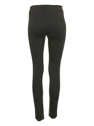 Pre-owned Theory Leather-trim Jersey Leggings In Black