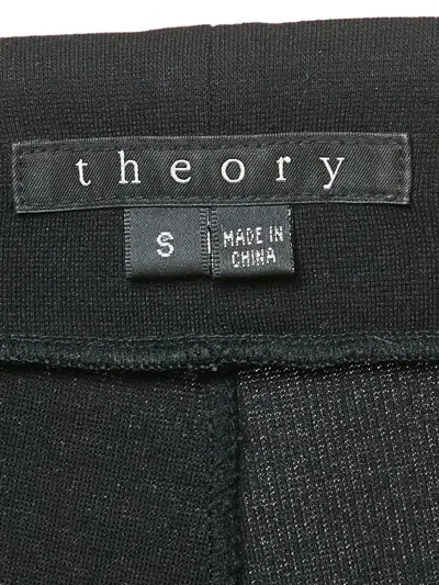 Pre-owned Theory Leather-trim Jersey Leggings In Black
