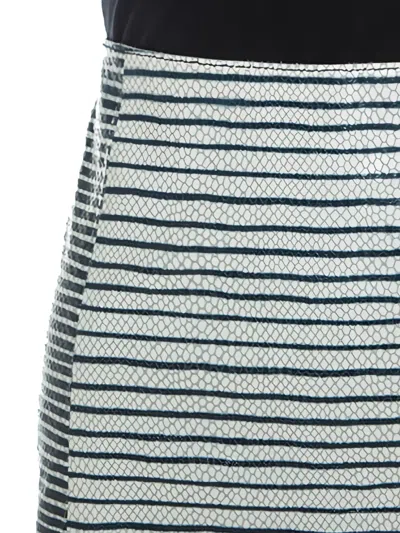 Pre-owned Tory Burch Leather Striped Skirt In White