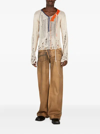 Ottolinger Frayed Open-knit Sweater In Multi