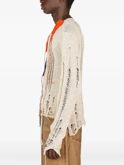 Ottolinger Frayed Open-knit Sweater In Multi