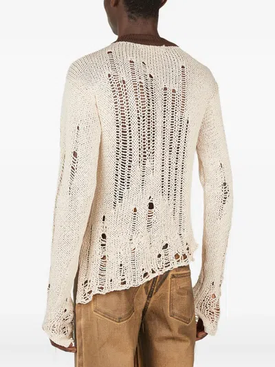 Ottolinger Frayed Open-knit Sweater In Multi