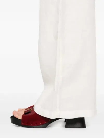120% Lino Elastic-waist Trousers In White