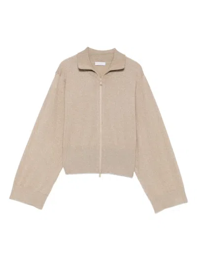 Brunello Cucinelli Zip-fastening Cardigan In Neutral