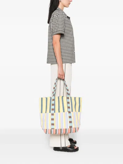 Epice Medium Striped Panelled Tote Bag