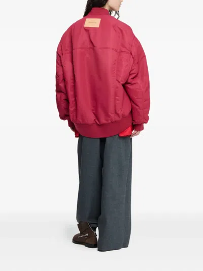 Jw Anderson Oversized Curved Hem Bomber Jacket Ruby In Pink