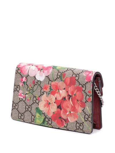 Pre-owned Gucci 2016-2024 Super Mini Gg Supreme Blooms Dionysus Crossbody Bag In Brown