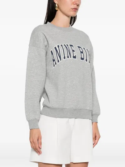 Anine Bing Grey Crew Neck Sweatshirt With Bold Lettering In Gray