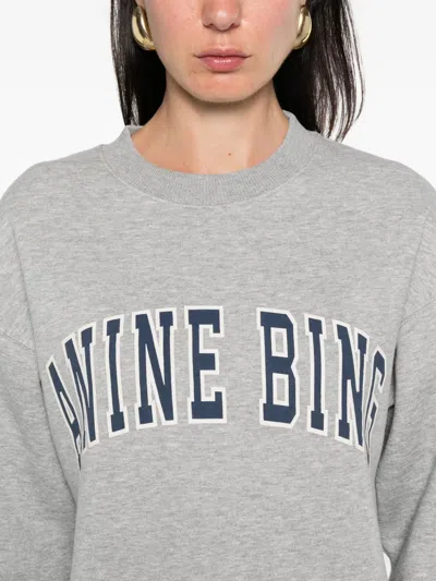 Anine Bing Grey Crew Neck Sweatshirt With Bold Lettering In Gray