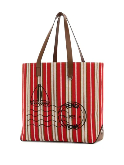 Fendi Medium Striped Postage-stamp Tote Bag