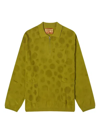 Brain Dead Polka-dot Polo Sweater In Green