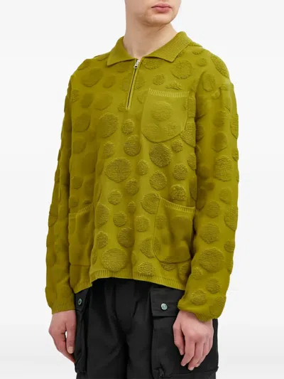 Brain Dead Polka-dot Polo Sweater In Green
