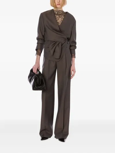 Alberta Ferretti Ruched-detailing Blouse In Brown