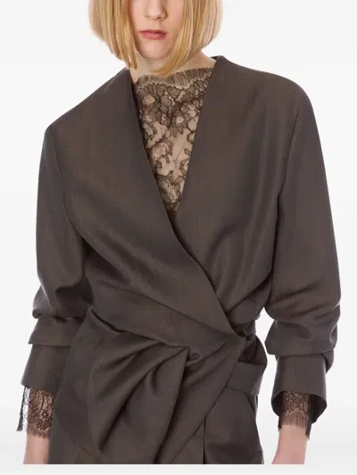 Alberta Ferretti Ruched-detailing Blouse In Brown