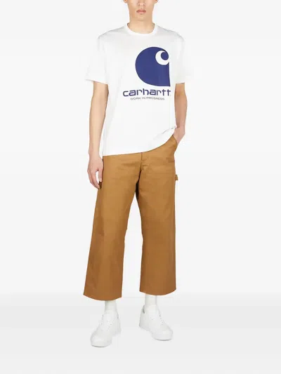 Junya Watanabe X Carhartt Printed T-shirt With Round Neck In White