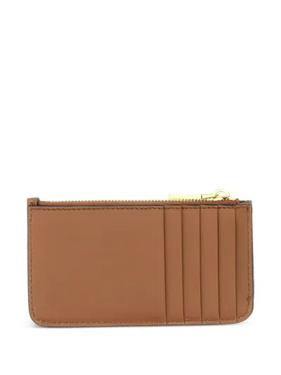 Bally Striped Leather Card Holder In Brown