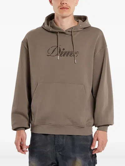 Dime Cursive Studded Hoodie In Brown