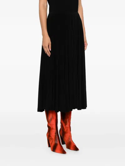 Norma Kamali Pleated Midi Skirt In Black