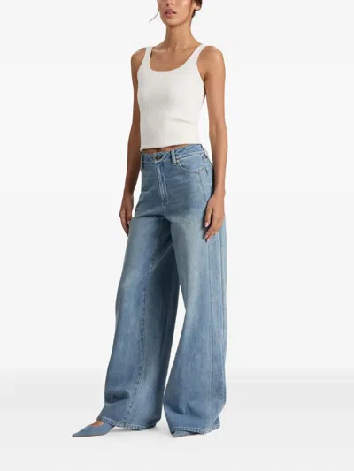 Alice And Olivia Ernie Buckled Low-rise Wide-leg Jeans In Blue