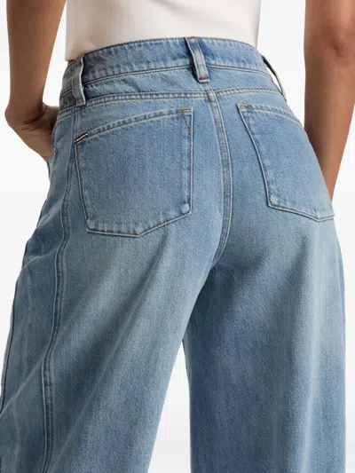 Alice And Olivia Ernie Buckled Low-rise Wide-leg Jeans In Blue