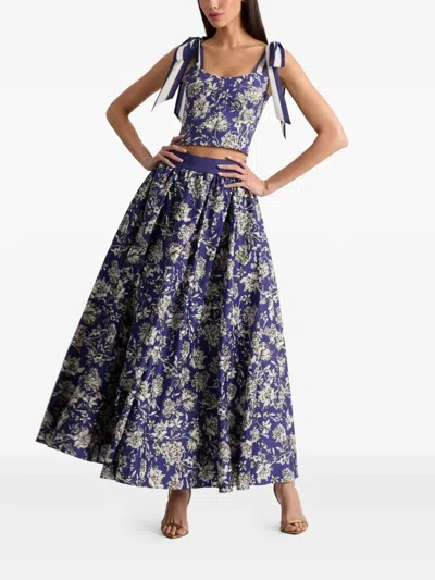 Alice And Olivia Blanca Tie Shoulder Top In Blue