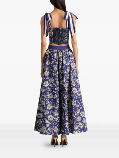Alice And Olivia Blanca Tie Shoulder Top In Blue