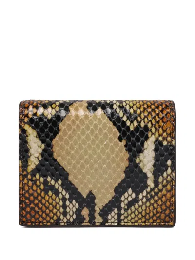 Alexander Mcqueen Snakeskin-print Wallet In Brown