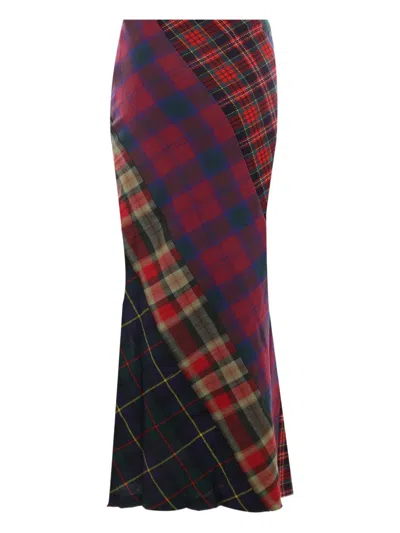 Rave Review Patchwork Checked Skirt In Multi