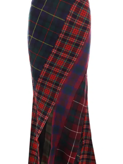 Rave Review Patchwork Checked Skirt In Multi