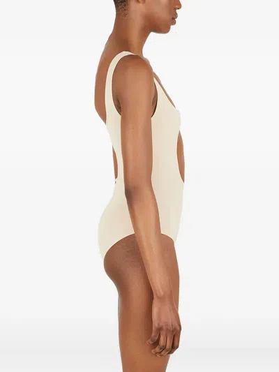 Courrèges Hollowed-out Elastic Leotard In Neutral