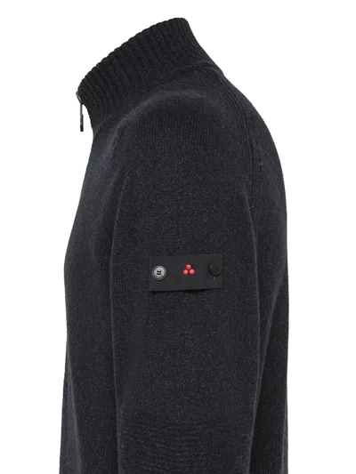 Peuterey Ribbed Zip-up Cardigan In Blue
