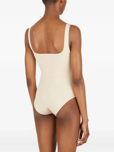 Courrèges Hollowed-out Elastic Leotard In Neutral