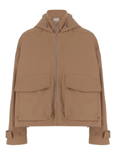 Armarium High Collar Adjustable Hood Cotton Jacket In Brown