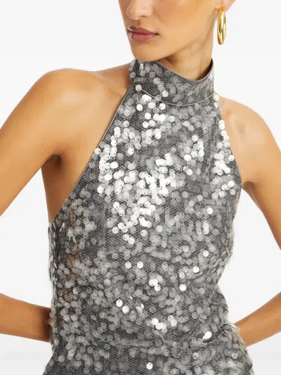 Rotate Birger Christensen Rotate Halter Neck Top With Sequin Embellishments In Black