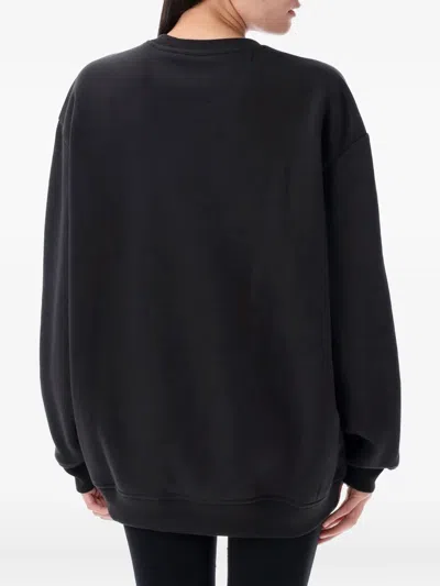 Adidas Originals Essentials Fleece Long Oversized Crew Sweatshirt In Black