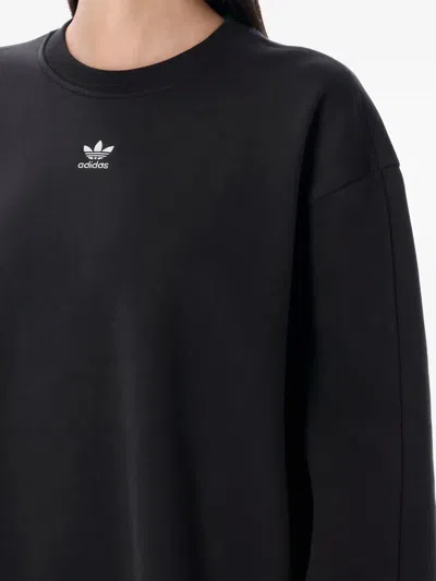 Adidas Originals Essentials Fleece Long Oversized Crew Sweatshirt In Black