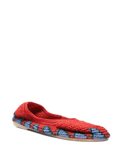 Slo_hand_made Crochet Floral Ballet Flats