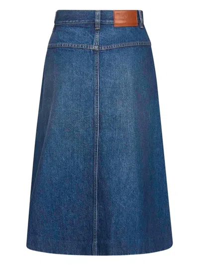 Chloé Denim Knee-length Skirt With Front Box Pleat