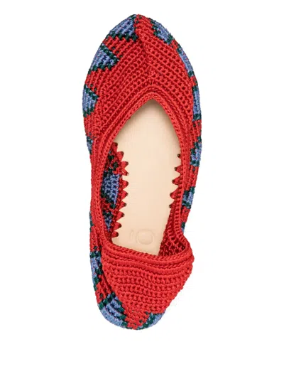 Slo_hand_made Crochet Floral Ballet Flats